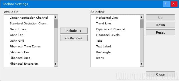 Toolbar in the MetaTrader 4 terminal